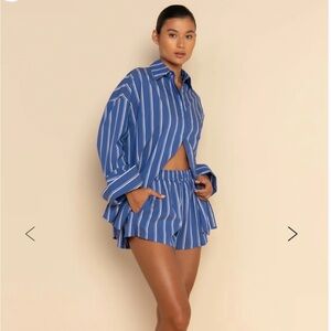 Likes New- Elce blue and white top and boxer short set size Medium